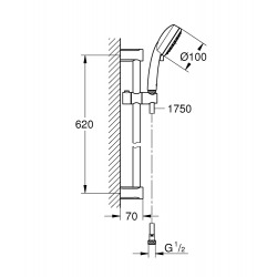 Grohe Tempesta Cosmopolitan 100 Shower rail set 2 sprays, Chrome (2757820E)