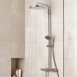 Grohe Thermostatic Shower Column XXL Round 250 + 2-Spray Hand Shower, Chrome (26816022)