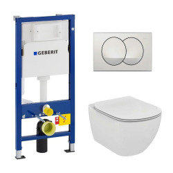 Geberit toilet set duofix UP100 + Ideal Standard Tesi Aquablade toilet bowl + Delta20 white flush plate (SETUP100-AQUA1)