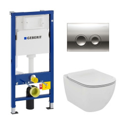 Geberit toilet set duofix UP100 + Ideal Standard Tesi Aquablade bowl + Delta21 chrome flush plate ( SETUP100-AQUA4 )