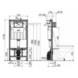 Alca Toilet set Frame + SATrimless WC + Softclose seat + White flush plate (AlcaSATrimless-M270)