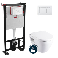 Alca Toilet set Self-supporting frame+Serel SM10 bowl+Soft close seat + White flush plate (AlcaSM10-M270)