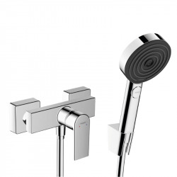 Hansgrohe Vernis Shape Shower mixer set + Hand shower XXL 105mm 3 jets + hose 125cm, wall holder (71650000-Pulsify)