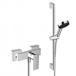 Hansgrohe Vernis Shape Shower mixer + Hand shower XXL 105mm 3 jets, hose 160cm, shower bar 65cm (71650000-Pulsify3)