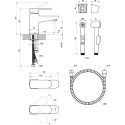 Ravak Single lever basin mixer with bidet hand shower and wall bracket, Chrome (X070076)