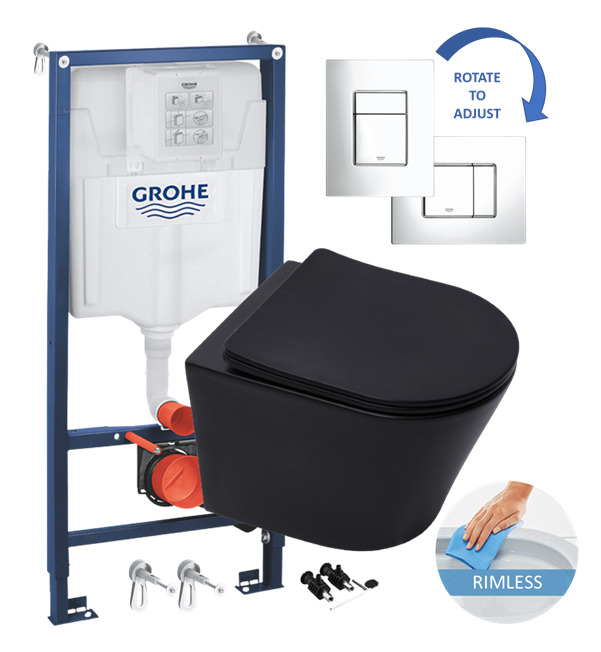 Grohe Toilet set Grohe frame + SAT Black Infinitio rimless + Soft close