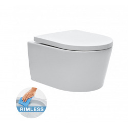 Geberit Toilet set Geberit UP100 + SAT rimless WC +Softclose seat + White Flush plate (SATrimlessGeb5)