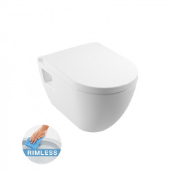 Geberit Toilet Set Duofix UP100 support frame + Serel SM softclose seat and SM26 bowl + White plate (39186rimless-GEB1)