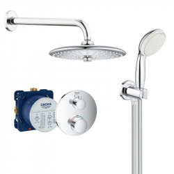 Grohe Grohtherm Concealed shower set with thermostatic mixer, overhead shower 260mm 3 jets + Hand shower 2 jets, Chrome