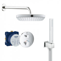 Grohe Concealed shower set with thermostatic mixer, head shower 250mm + Hand shower with wall holder (34727000-VitalioCube)