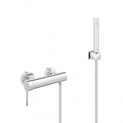 Grohe Shower set Essence shower mixer + 1 jet Stick hand shower, wall bracket, flexible hose, Chrome (33636001-CUBESTICK)