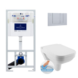 Villeroy & Boch Toilet set Viconnect support frame + Serel rimless bowl + Softclose seat + Matt chrome flush plate (ViConnectSA26-3)