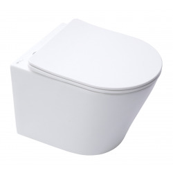 Alca Toilet set Self-supporting frame + SAT Infinitiorimless, White matt + soft close seat + White flush plate