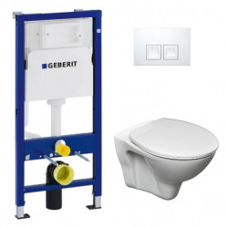 Geberit Toilet Support Frame Pack + S-Line Pro Toilet + Alpine White Flush Plate (S-LineProGeb1)