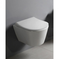 Geberit UP720 Extra-Flat Support Frame Set + Lucco Avva Rimless Toilet + Soft-Close Seat + White Flush Plate (SLIM-Avva-B)