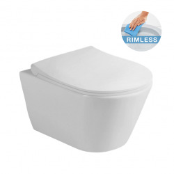 Geberit Toilet set Duofix frame + Lucco Avva rimless toilet + Softclose seat + White flush plate (AvvaGeb1)