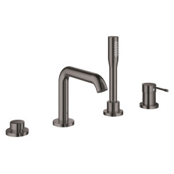 Grohe Essence 4-hole single-lever bath combination with or without baseframe, Hard Graphite (19578A01)