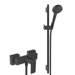 Hansgrohe Vernis Shape Shower Set with Shower Mixer + 2 jet Hand Shower + 65cm Bar, Matt Black (71650670-Vernis)