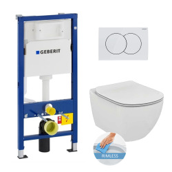 Geberit toilet set duofix UP100 + Ideal Standard Tesi Aquablade toilet bowl + Delta50 white flush plate (SETUP100-AQUA5)