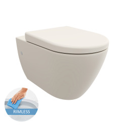 LIVEA Bello wall hung toilet bowl without rim + soft-close seat, Jasmin (JasminBello)