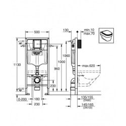 Grohe Toilet Set Rapid SL Support frame + Skate Air alpine white flush plate + Fixings + Insulation set (38528001-3)