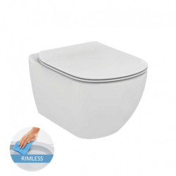 Geberit Toilet set Duofix frame + Tesi Aquablade rimless WC + slim softclose seat + White flush plate + Sound insulation (TesiGeb3SET)