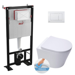 Alca Toilet set Frame + Infinitiorimless WC + Softclose seat + White flush plate (AlcaInfinitio-M270)