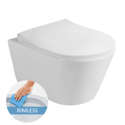 Geberit WC set Duofix UP100 frame + Lucco Avva rimless toilet with invisible fixings + softclose seat + matt chrome plate (AvvaGeb2)