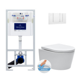 Villeroy & Boch Toilet set Frame + Swiss Aqua Technologies Rimless toilet + White plate + Sound Insulation set (ViConnectSAT2SET)