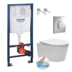 Grohe Perfect toilet set Rapid SL+ SATrimless toilet bowl, invisible fixings + Chrome skate plate (SatRimlessPerfect)