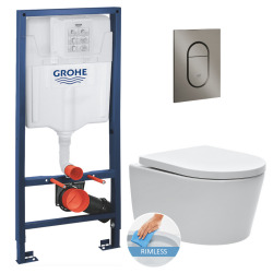 Grohe Toilet set Grohe Rapid SL frame + SATrimless bowl + Grohe Arena Cosmopolitan S brushed hard graphite flush plate (RapidSLSAT-S)