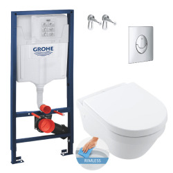 Grohe WC Set Rapid SL frame + Villeroy&Boch Architectura rimless bowl invisible fixings + Softclose seat (RapidSL-Architetcura2-2)