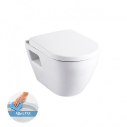 Grohe Toilet Set Support frame with Serel Solido Compact rimless bowl + softclose seat + White flush plate (RapidSL-SM26-3)