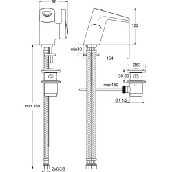 Ideal Standard Single lever Basin Mixer, Waterfall spout, chrome (B8630AA)