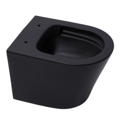 Geberit Toilet Set Duofix support frame + SAT Infinitio matt black rimless toilet + Softclose seat + Matt chrome plate
