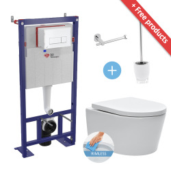 Swiss Aqua Technologies Complete self-supporting toilet set  + SATrimless toilet with removable seat + FREE accessories set (SMART-SATrimless-4-X)