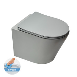 Swiss Aqua Technologies Infinitio wall-hung toilet grey matt without rim and invisible fixings + softclsoe seat (GreyInfinitio)