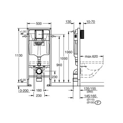 Grohe 3 in 1 Rapid SL Set Support frame + Gloss black flush plate , Long-lasting gloss + Wall bracket (39940000)