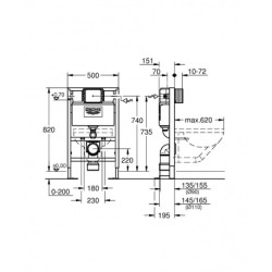 Grohe Toilet Set Grohe Rapid SL 82cm self-supporting frame + SAT Infinitio rimless toilet + Chrome plate (RapidSL82-Infinitio-2)