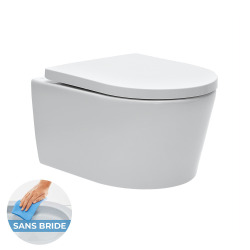 Swiss Aqua Technologies Toilet Set self-supporting frame + SAT rimless toilet invisible fixings + Softclose seat + Matt chrome plate