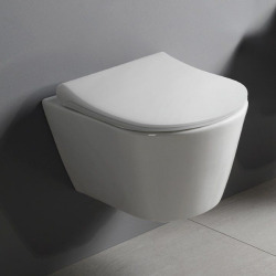 Toilet Pack UP320 Frame + Avva Rimless Toilet + Soft-Close Seat + Matt/Gloss White Flush Plate (GebAvva-K)