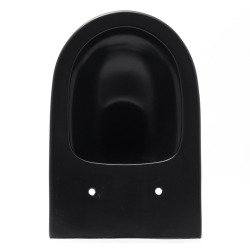 Toilet Pack Duofix Frame + Matt Black Infinitio Rimless Toilet + Soft-Close Seat + Black Flush Plate (BlackInfinitio2Geb-7)