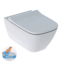 Geberit Toilet Set Duofix extra-flat support frame + Geberit Smyle rimless toilet + Softclose seat + White plate