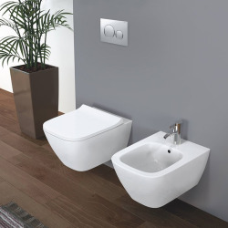 Geberit Smyle Square Rimfree Wall-hung toilet with invisible fixings, skirted, with slim softclose seat (500.683.00.2)