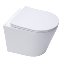 Swiss Aqua Technologies Self-supporting toilet set +SAT Infinitiorimless WC +Soft close seat + White flush plate(SMART-Infinitio-4)