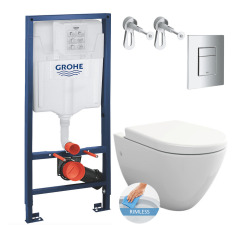 Grohe Toilet set Rapid SL toilet frame + Bello rimless toilet + Softclose seat + Chrome plate (RapidSL-Bello-1)