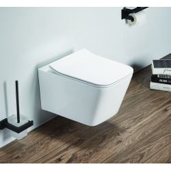 Toilet Pack Rapid SL Frame + Infinitio Rimless Toilet + Soft-Close Seat + Matt Chrome Plate (RapidSL-SquareInfinitio-7)