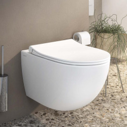 Toilet Pack Rapid SL Frame + Vitra Sento Rimless Toilet + Soft-Close Seat + Matt Chrome Flush Plate (GROHE-Sentorimless-7)