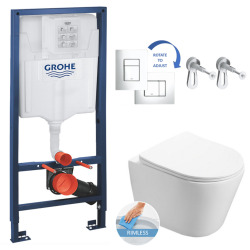 Grohe Toilet set Frame + Swiss Aqua Technologies Infinitio rimless WC , invisible fixing + Chrome flush plate (RSLINFI1)