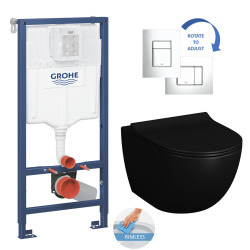 Grohe Toilet Set Rapid SL Support frame + SAT Infinitio 2.0 matt black toilet + Softclose seat + Chrome plate (RSLBLINFI2-1)